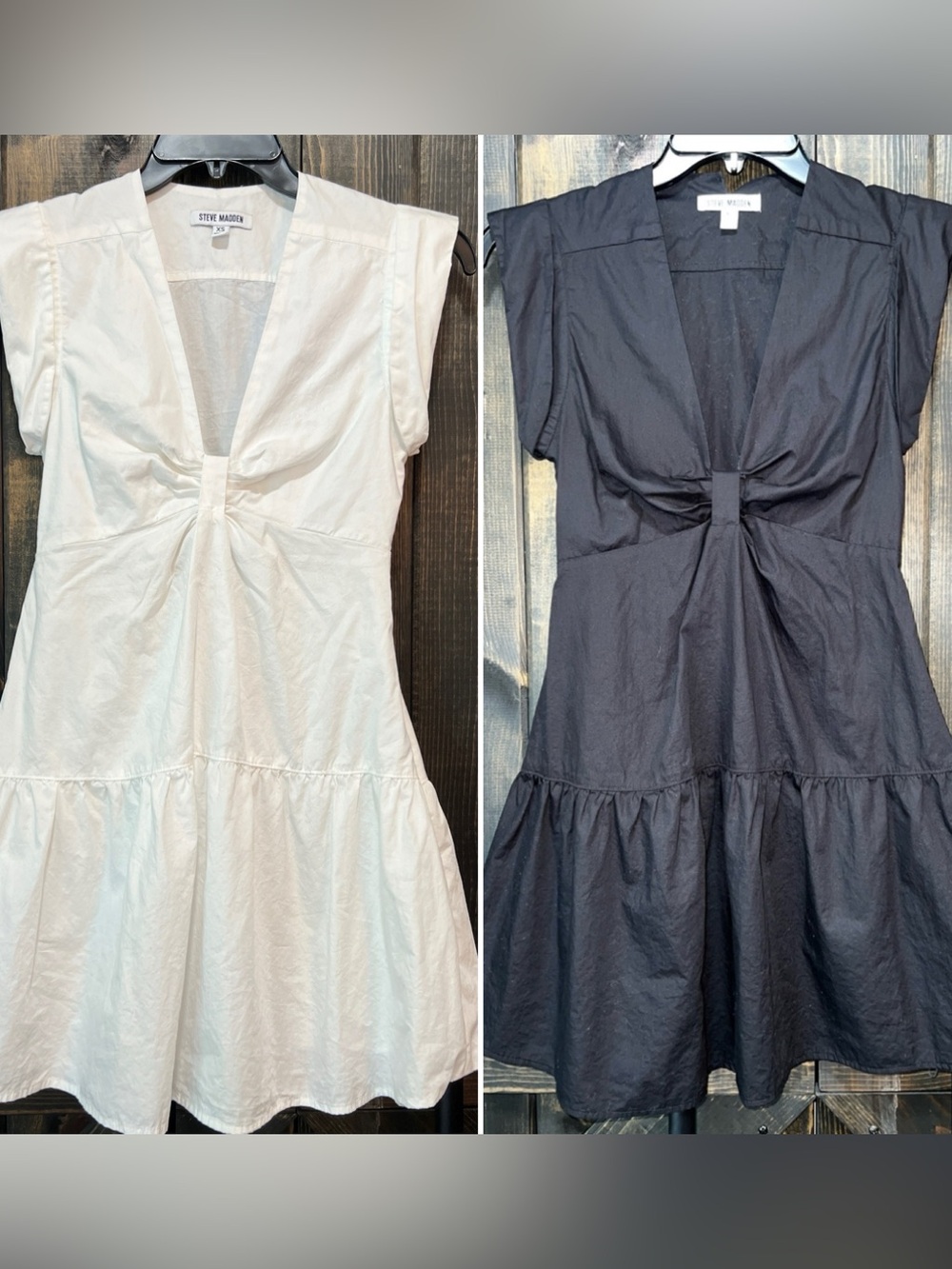 Steve Madden Poplin Mini Dress Bundle 2 pc. White Black Minimalist 100% Cotton‎